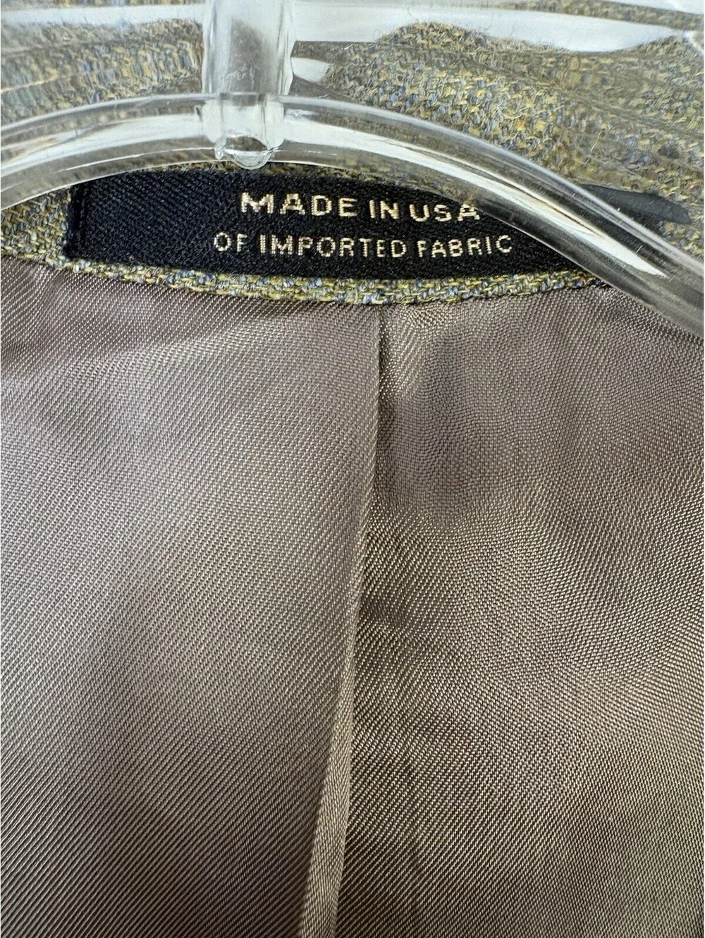 Vintage Hart Schaffner Marx Gold Trumpeter 43L Union Made USA Plaid Sport Coat